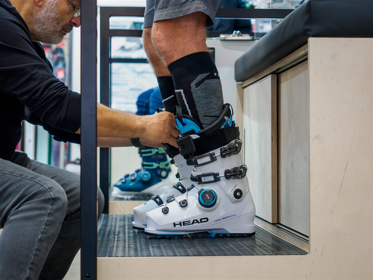 Boot selection and fitting at Captain's Cabin workshop